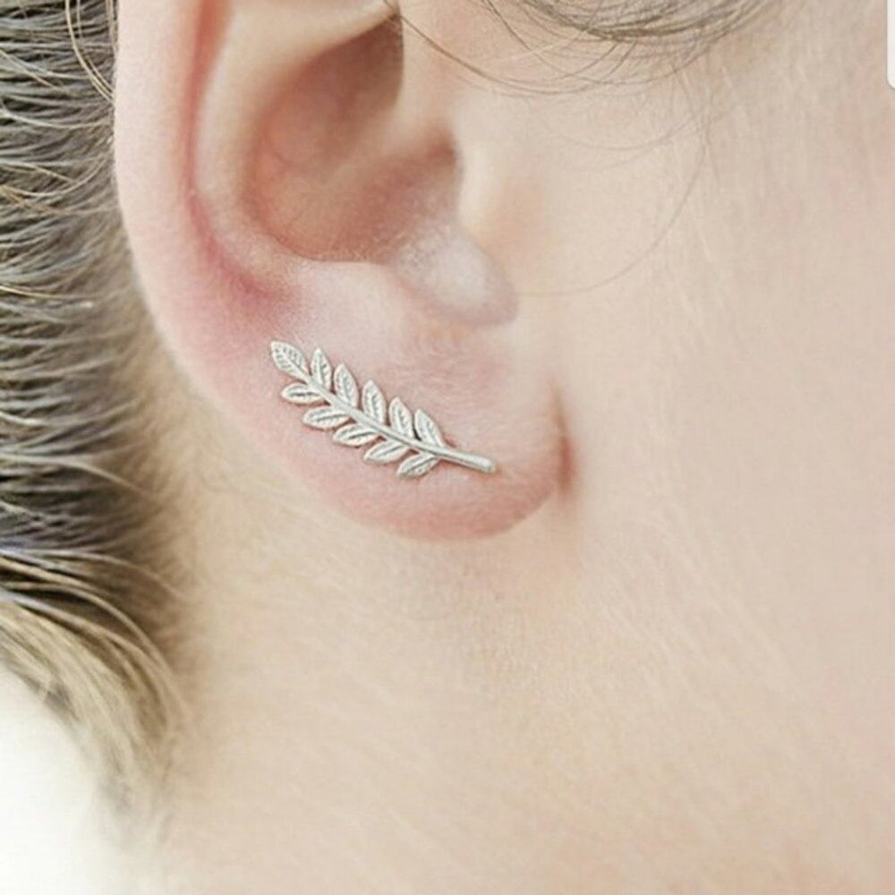 Dainty Gold Leaf Earrings Minimalist Stud Nature Inspired Everyday Charlee